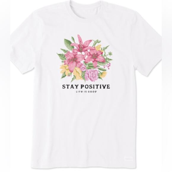Life Is Good White Stay Positive Lilly Graphic Crusher Tee XXL - Picture 1 of 6
